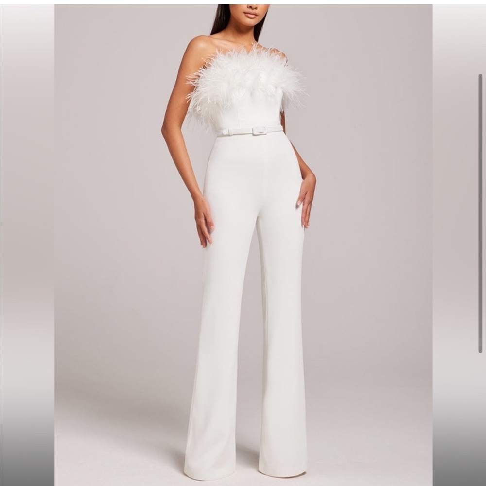 Nadine Merabi Collette Jumpsuit White NWT